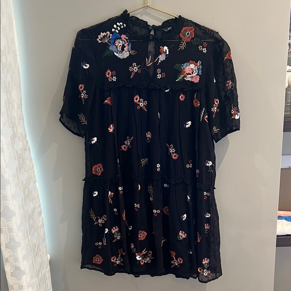 ZARA Multicolored Ruffled Embroidered Sundress